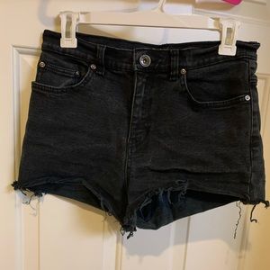 Black denim shorts